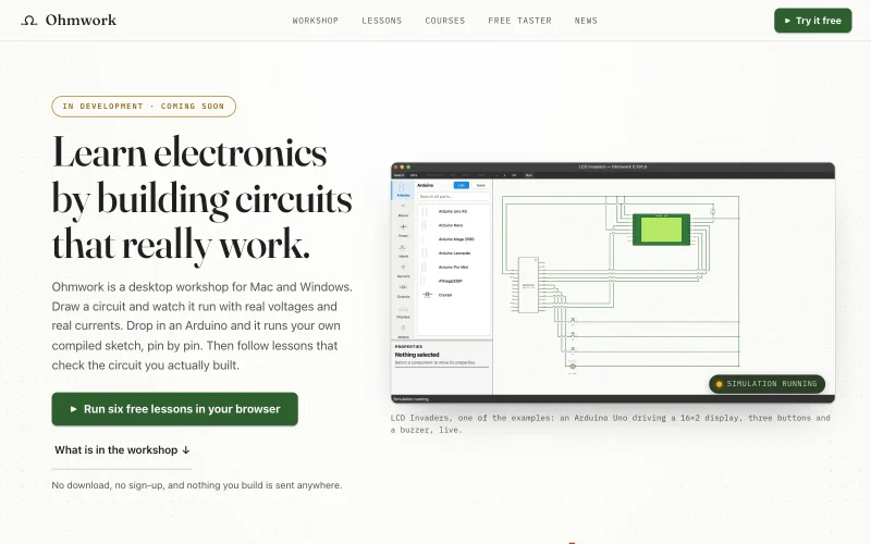 Screenshot of the Ohmwork website